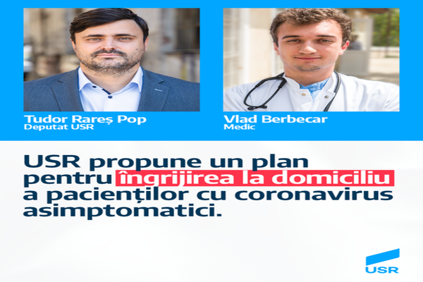 USR propune un plan pentru îngrijirea la domiciliu a pacienților cu coronavirus asimptomatici